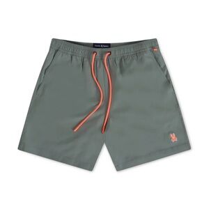 Psycho Bunny Boys Olive Green Swim Shorts Coral Draw Cord Size 14-16 Large